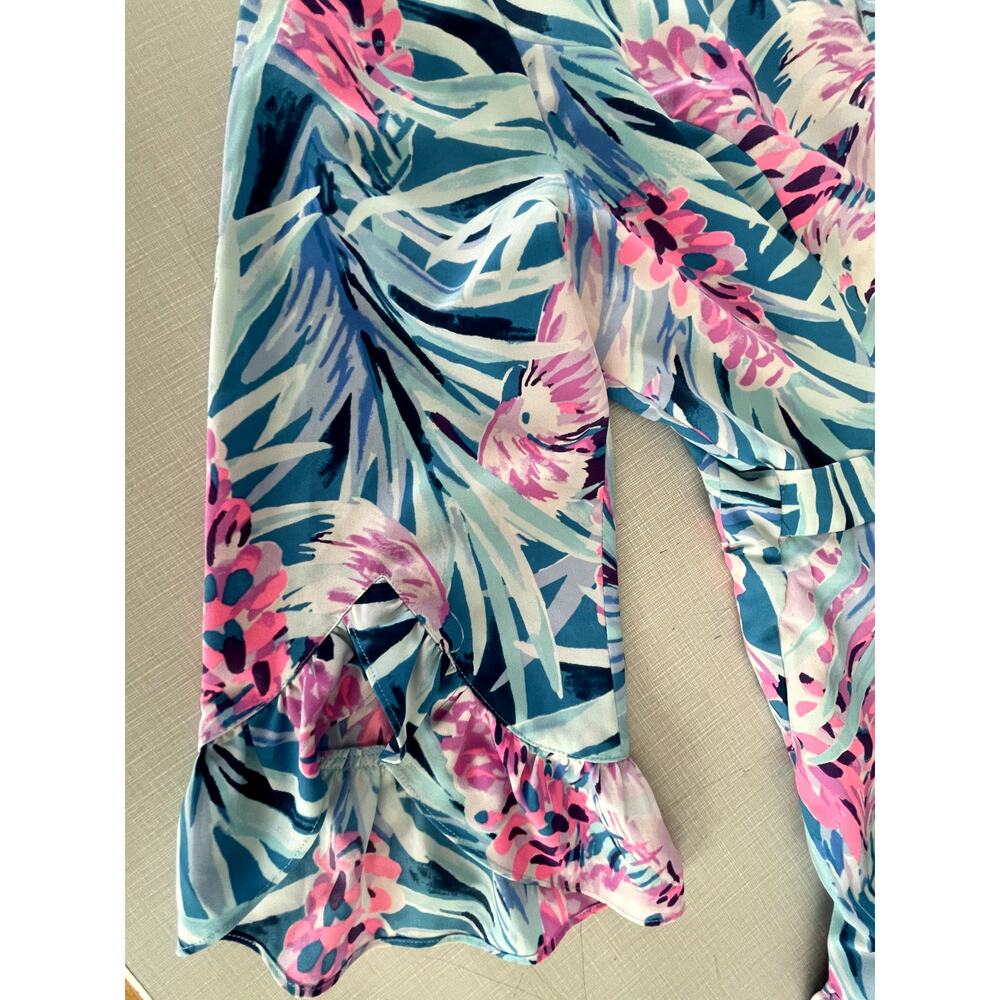 Lilly Pulitzer Size M Laeda Dress Blue Pink Mini Stretch Wedding Cocktail Ruffle - Picture 8 of 16